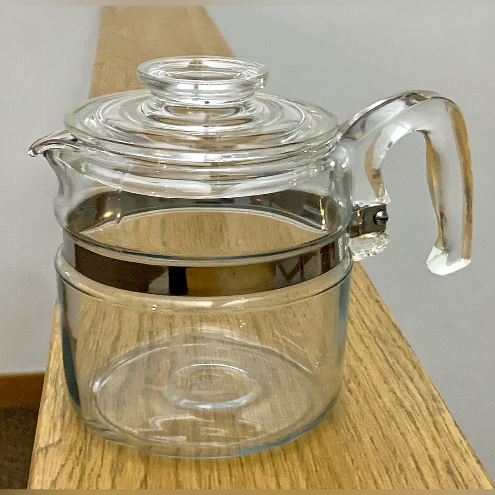 Mid Century Antique MCM Pyrex 7754-B 4 Cup Lidded Handled Percolator Pitcher